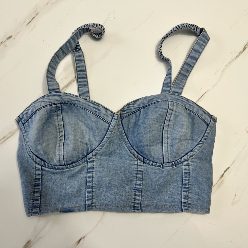 Women's Blue Denim Crop Top